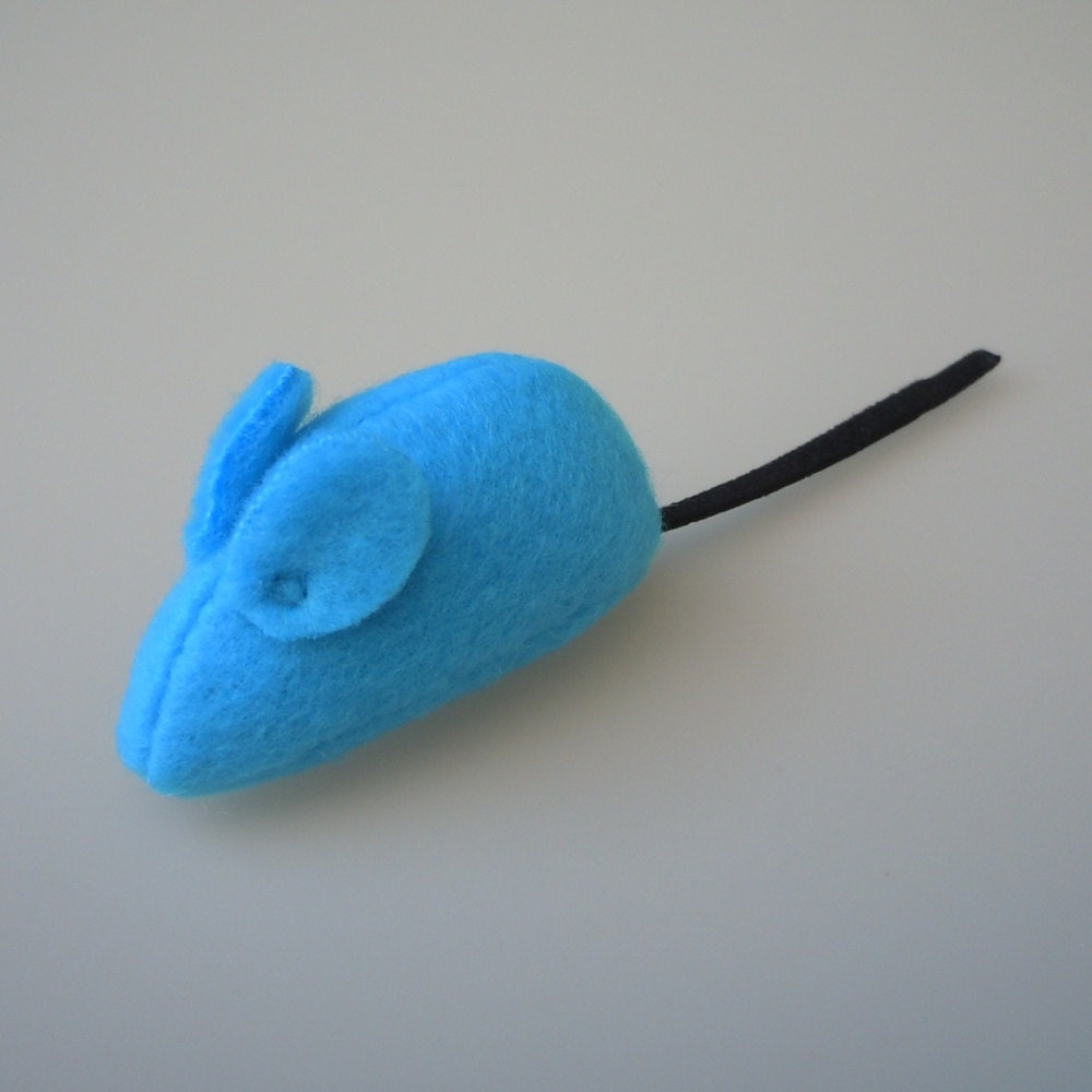 Catnip Mouse Cat Toy Bright Blue Fleece by TheCatFarm on Etsy