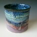 Pottery Utensil Crock / Wine Bottle Chiller , Black Blue and Lavender