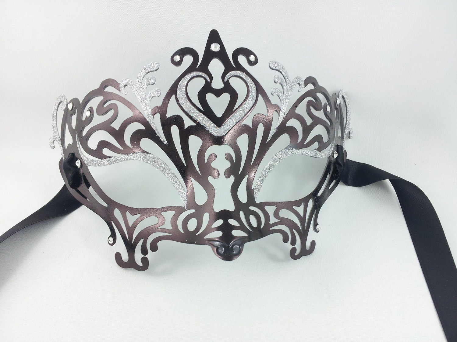 Black Swan - Filigree Venetian Mask - Ready to Ship