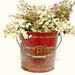 Red Galvanized Pail with Metal & Wood Handle - Industrial Decor