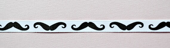 Black Mustaches on 3/8" grosgrain ribbon- Movember Il_570xn