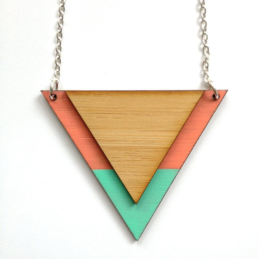 Pastel triangle pendant Lasercut bamboo wood