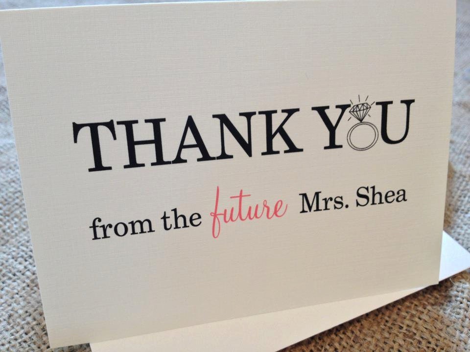 Custom Thank You Cards with Envelopes - Chic, Wedding, From the Future Mrs. in Cream/Natural - Set of 10