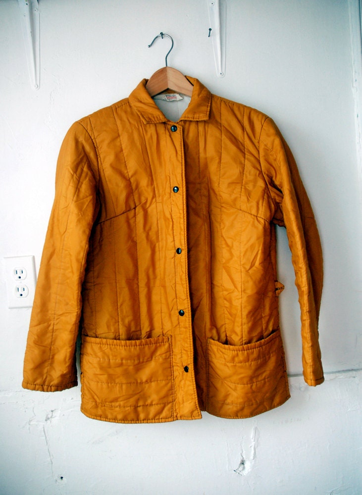Mustard nylon quilted jacket 60s S M