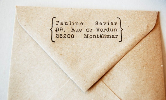 Custom Stamp return address. Wood. 1.3 x 3.4 in