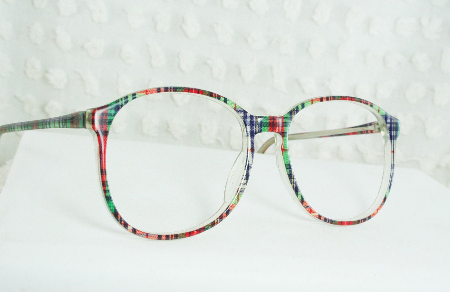 Vintage 90s Glasses 1990s Round Eyeglasses Plaid By Diaeyewear 
