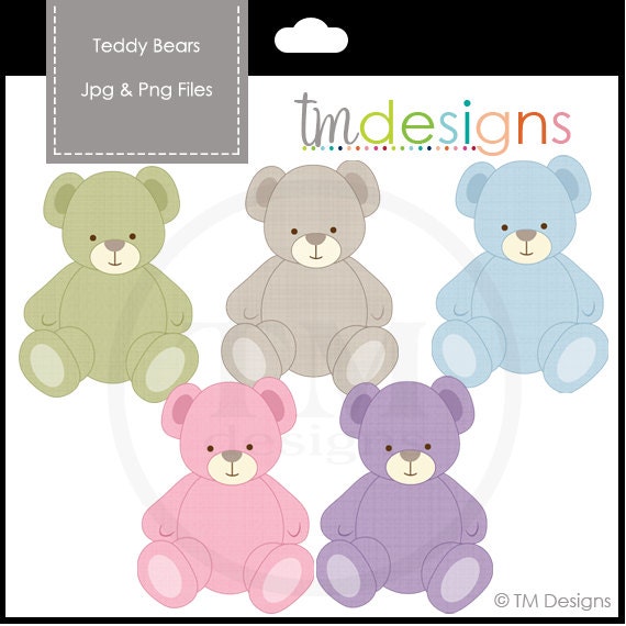 Teddy Bears Digital Clipart Set (Personal and Commercial Use) Instant Download