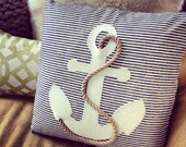 Nautical anchor pillow, home decor, organic cotton, hemp
