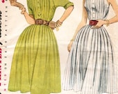 50s pleated dress pattern with full skirt, sleeveless or kimono sleeves Simplicity 3796 Bust 30 Vintage 1950s sewing pattern