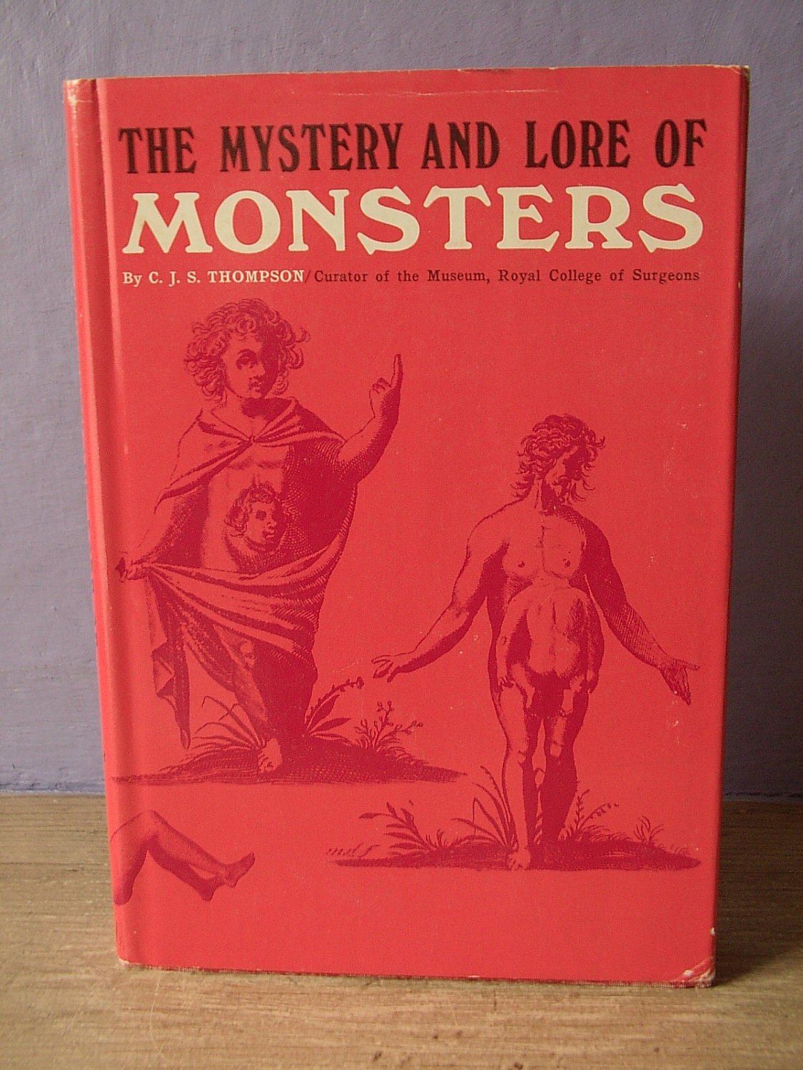 vintage The Mystery and Lore of Monsters book, illustrated science history book, Great Britain