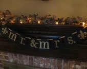 Wedding Banner Mr. & Mrs. Garland Sign Black and Gold or Black and Silver Chair Banners One Row or Two