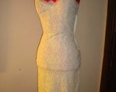 vintage bridal lace slip/dress ivory light yellow rockabilly pin up burlesque