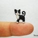 Black White Tuxedo Cat Kitten - Tiny Cat Micro Amigurumi Crochet Miniature Pet Animals - Made to Order
