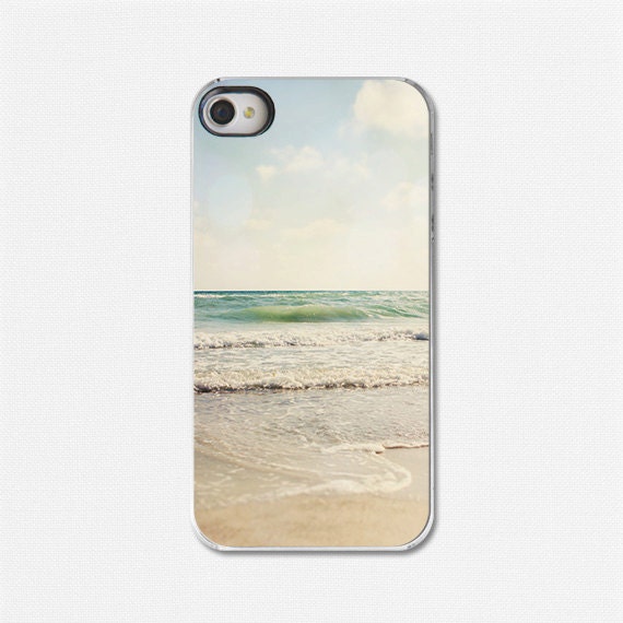 Beach iPhone Case iPhone Cover Ocean Sea Seascape Water Florida Summer Retro Blue Teal Aqua Brown Tan.