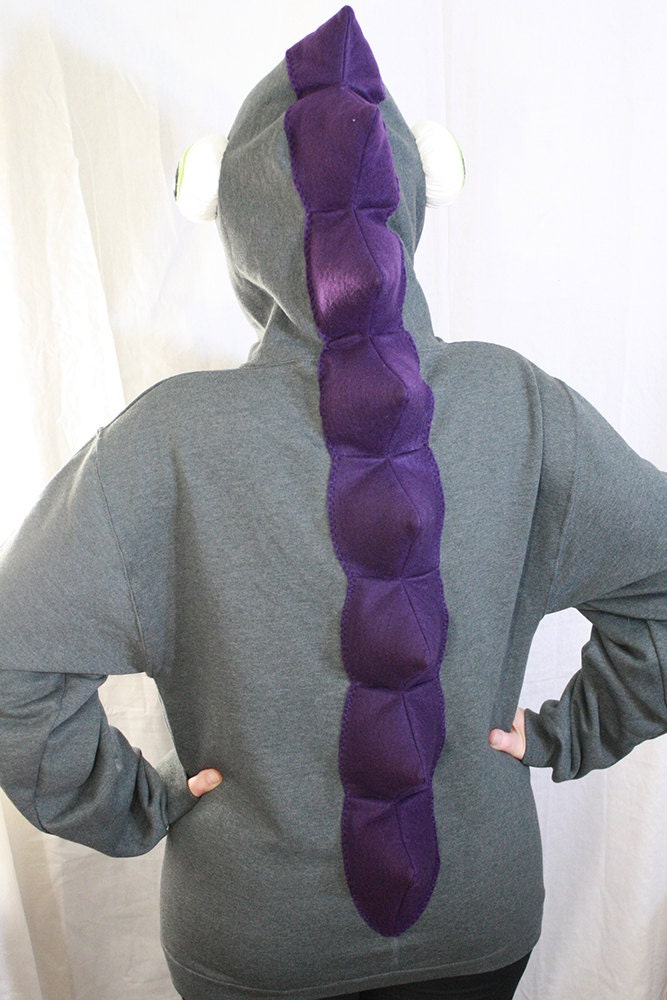 bug-eyed swamp monster hoodie - gray, purple and green