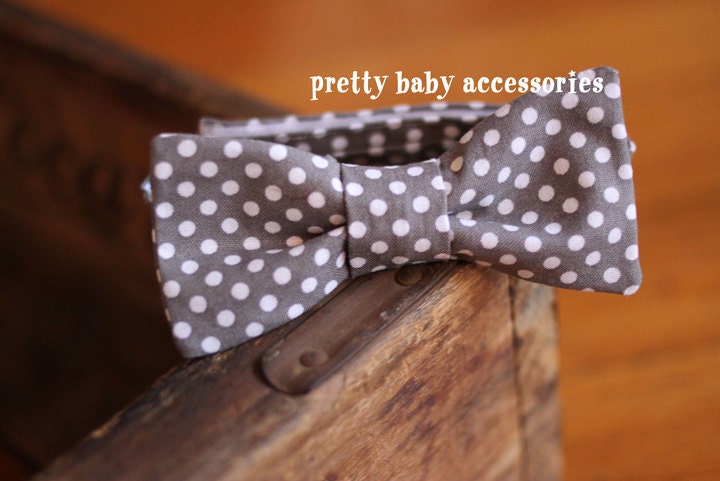 Gray & White Boys Bow Tie - Polka Dot Children's Tie