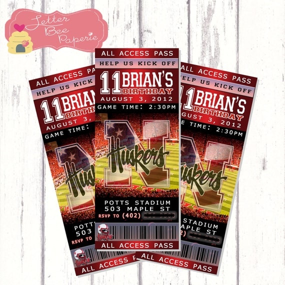 Football Theme Ticket Custom Birthday Party Invitation - DIY You Print Il_570xn