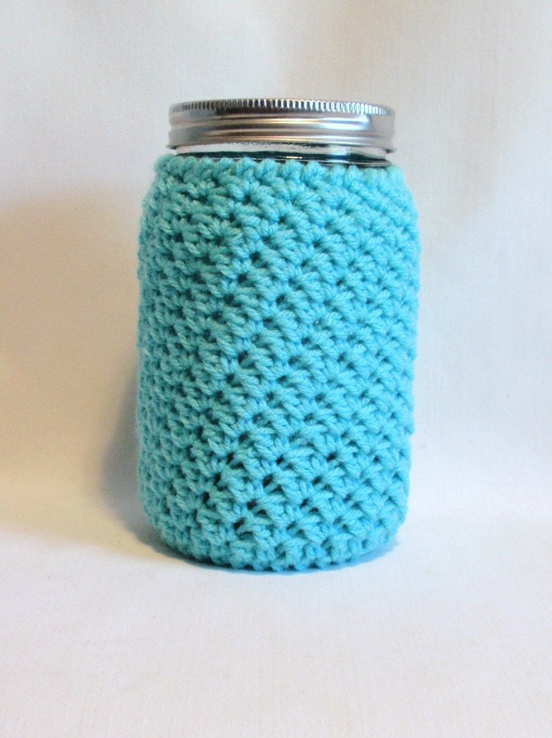 Mason Jar Cozy  Turquoise 32 oz. QUART Size   Cookie in a Jar Gift Sleeve, Beverage Jar Cozy, Gift for Mom
