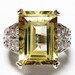 Yellow citrine ring, yellow quartz ring sterling silver with platinum overlay s 5 "I love Lemon"