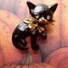 Vintage Enamel Halloween Black Cat Pin