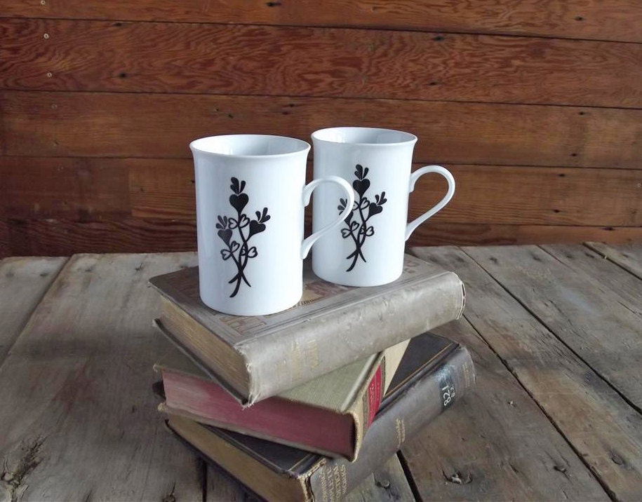 Flower Bundle Porcelain Coffee Mugs Set of Two