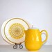 Vintage Ceramic Sierra Ironstone Bright Yellow Coffee Pot Liner Plate Max Schonfeld Design