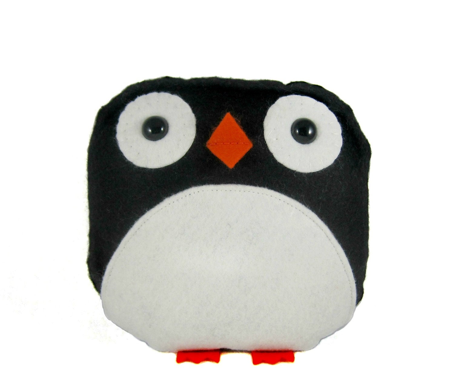 Penny - Black & White Square Felt Penguin Plush - PlanetSeymour
