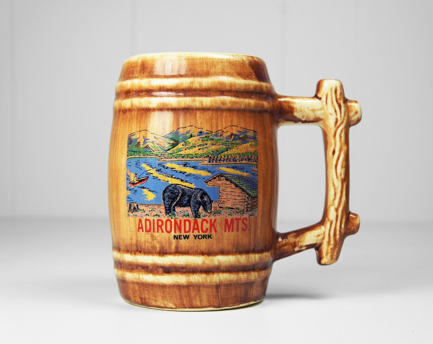 Vintage 1980's Adirondack Mountains, New York Beer Stein / Mug