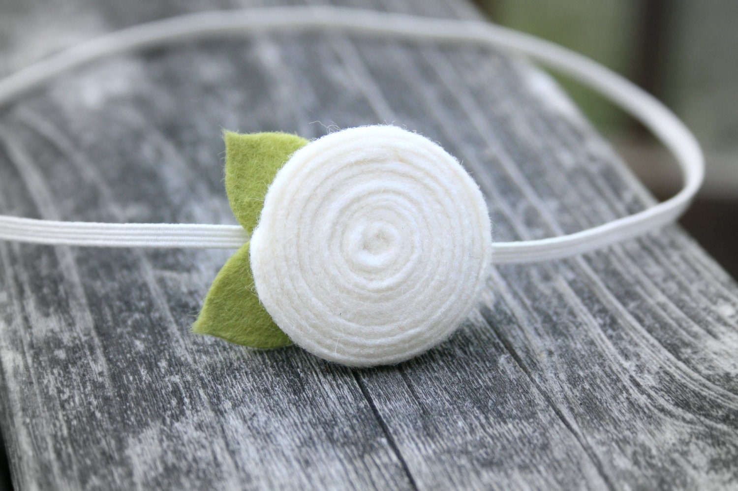 White Rosette Skinny Headband for newborn, baby rolled flower headband, infant, toddler, tween, teen, adult, Photography Prop