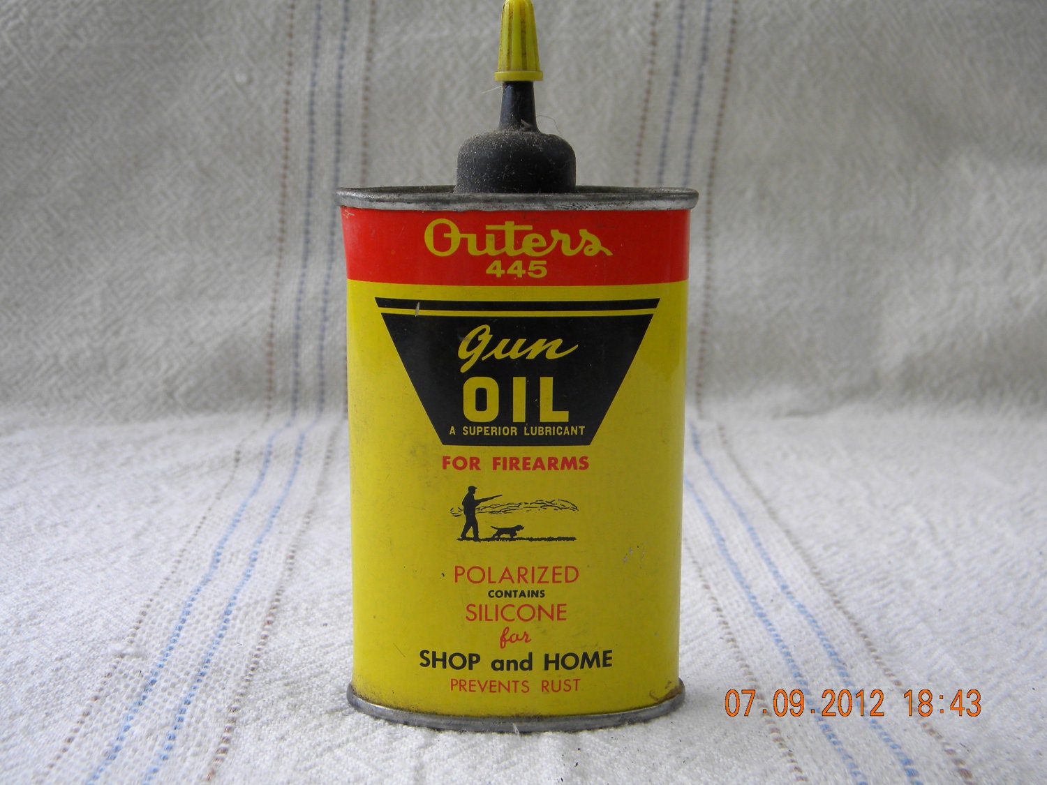 Outers Gun Oil Can in red yellow black by HeyJunkman on Etsy
