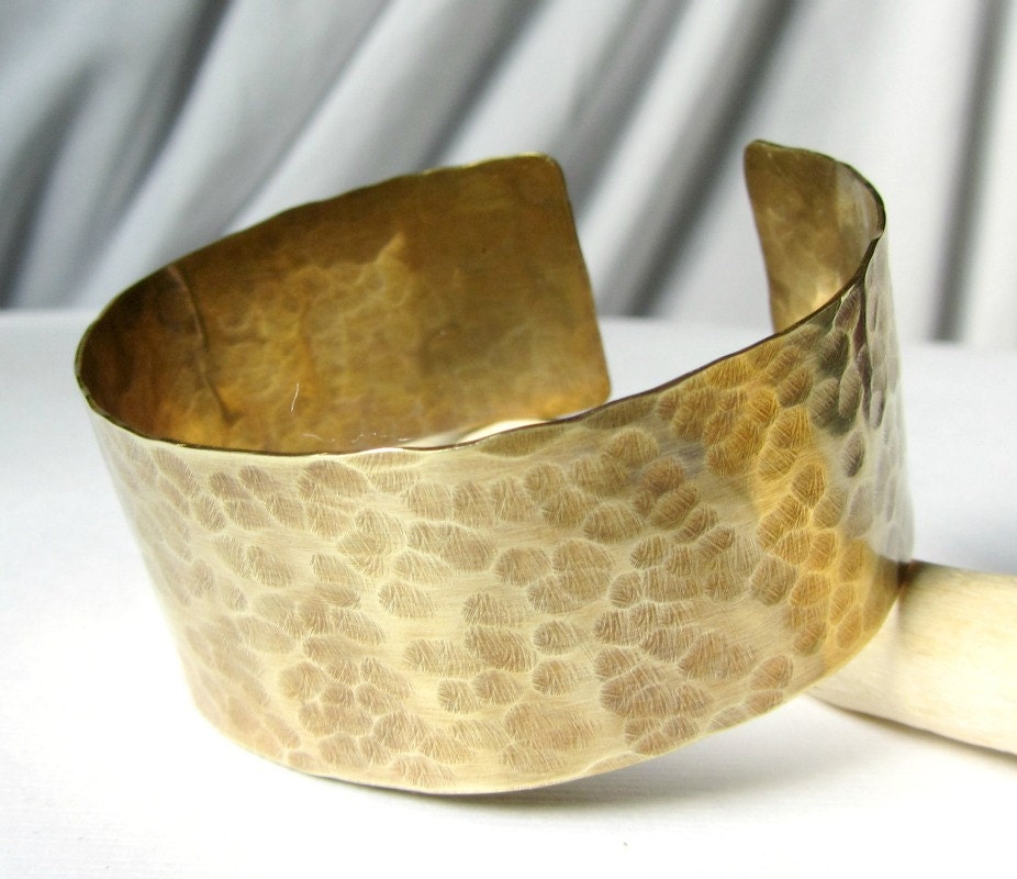Large Cuff Bracelet Gold Bangle Brass