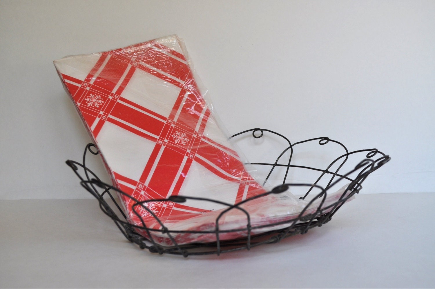 Vintage Red and White Paper Tablecloth