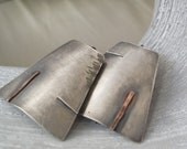 Contemporary trapezes dangle earrings, modern, contemporary, oxidized jewelery.