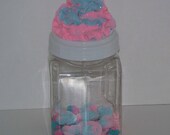 Cotton Candy Frosted Plastic Canister, Containers, Jars,  Lids with Fake Frosting, Organize Craft Room, great for Ribbons, Buttons, Straws