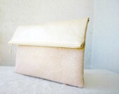 Leather and lace fold over clutch pearl effect faux vegan leather bridal clutch bridesmaids