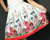 Mini Skirt Women Midi Knee Length Skirt A Line Floral Lady Red White Skirt Gifts Summer Ladies Skirt