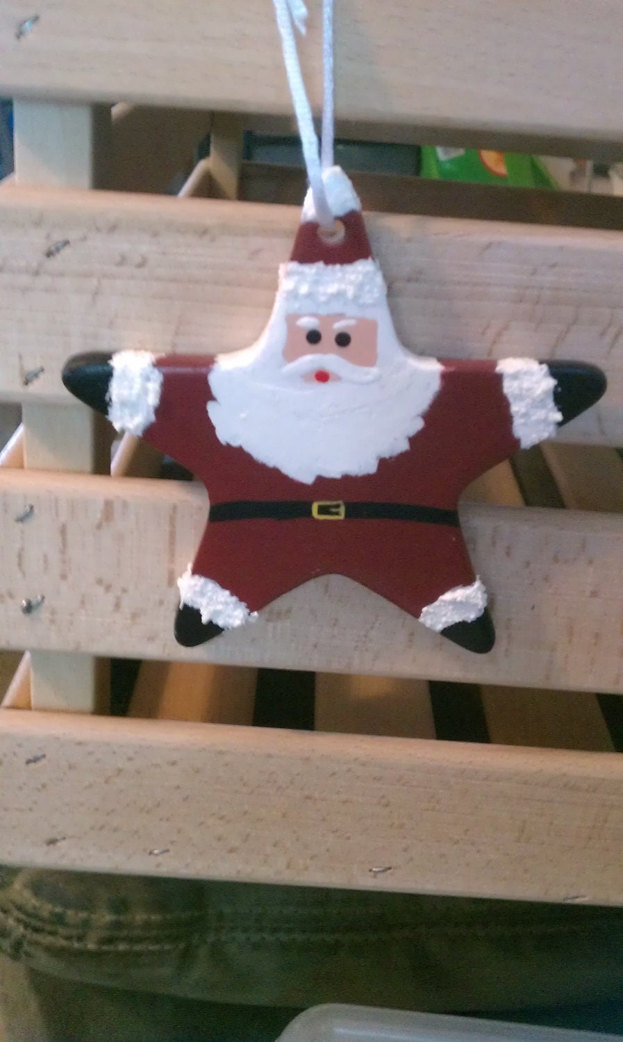 Ceramic Santa Star Ornament