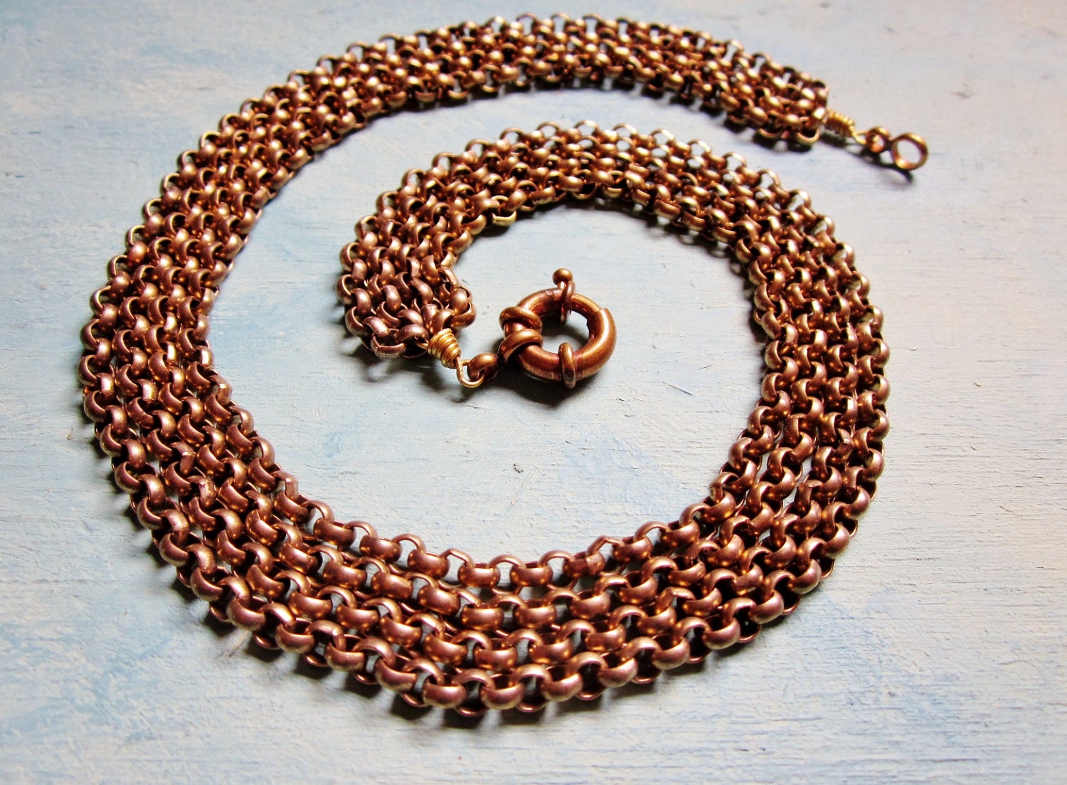 Brass Statement Necklace Art Deco Jewelry Rollo Link Multi Chain Swag Collar Vintage 1930s Jewelry