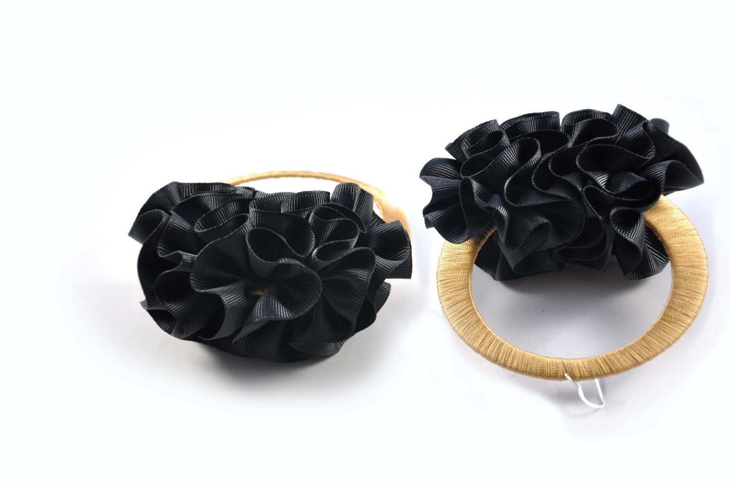 Triple Gold Ruffle earrings by Velvet and Rose