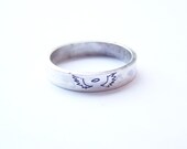 Supernatural silver etched Castiel ring HEY ASS BUTT