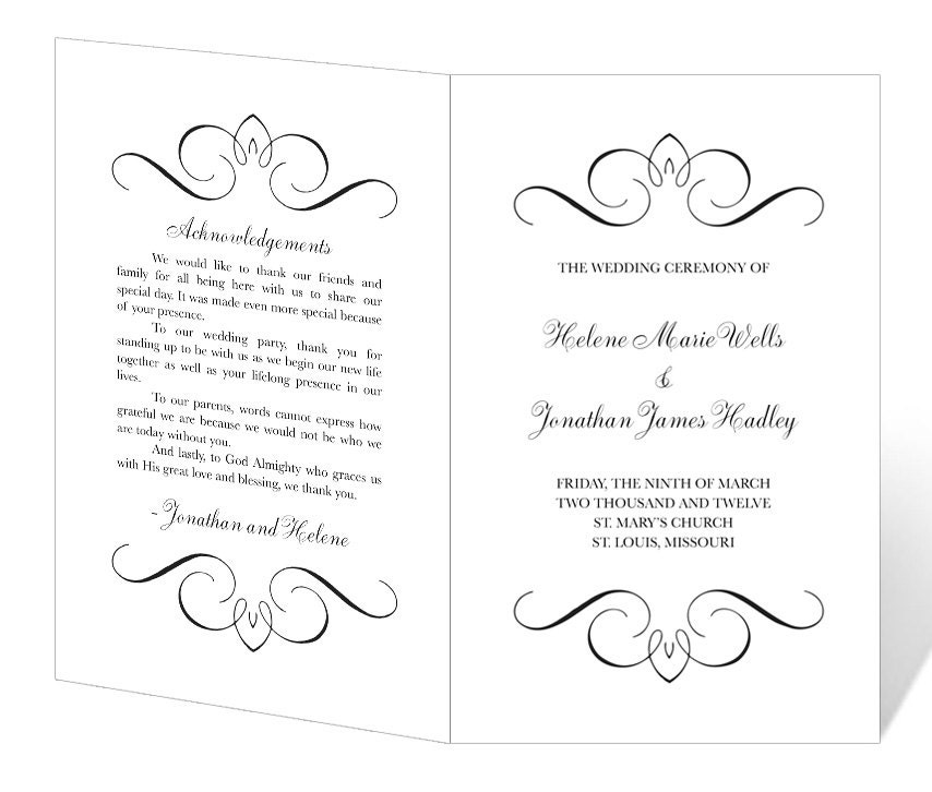 Wedding Programs Templates Free Microsoft Word