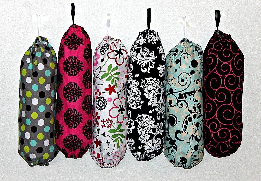 Fabric Plastic Grocery Bag Holder by CarriedAwayCreations on Etsy