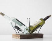 Wire and Wood Wine Holder - The Tipsy Twin with Carrier Handle, Wine Tasting, Gifts for Wine Lovers, Table Decorations
