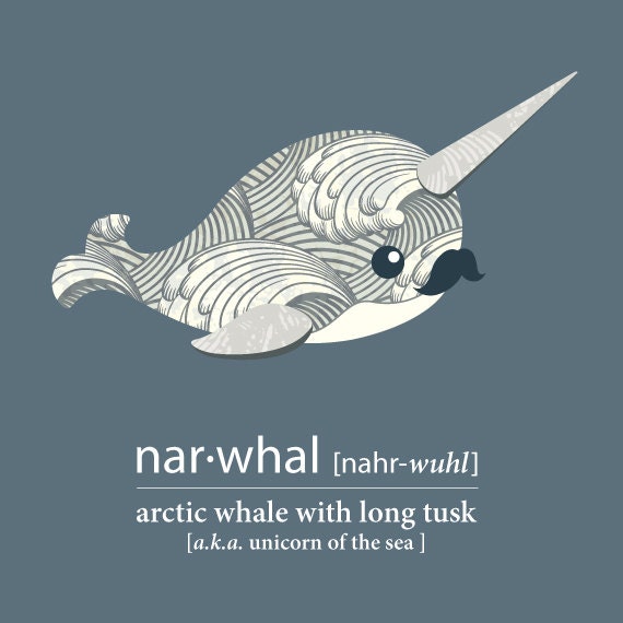 Items similar to Cute Narwhal Print File Unicorn of the Sea