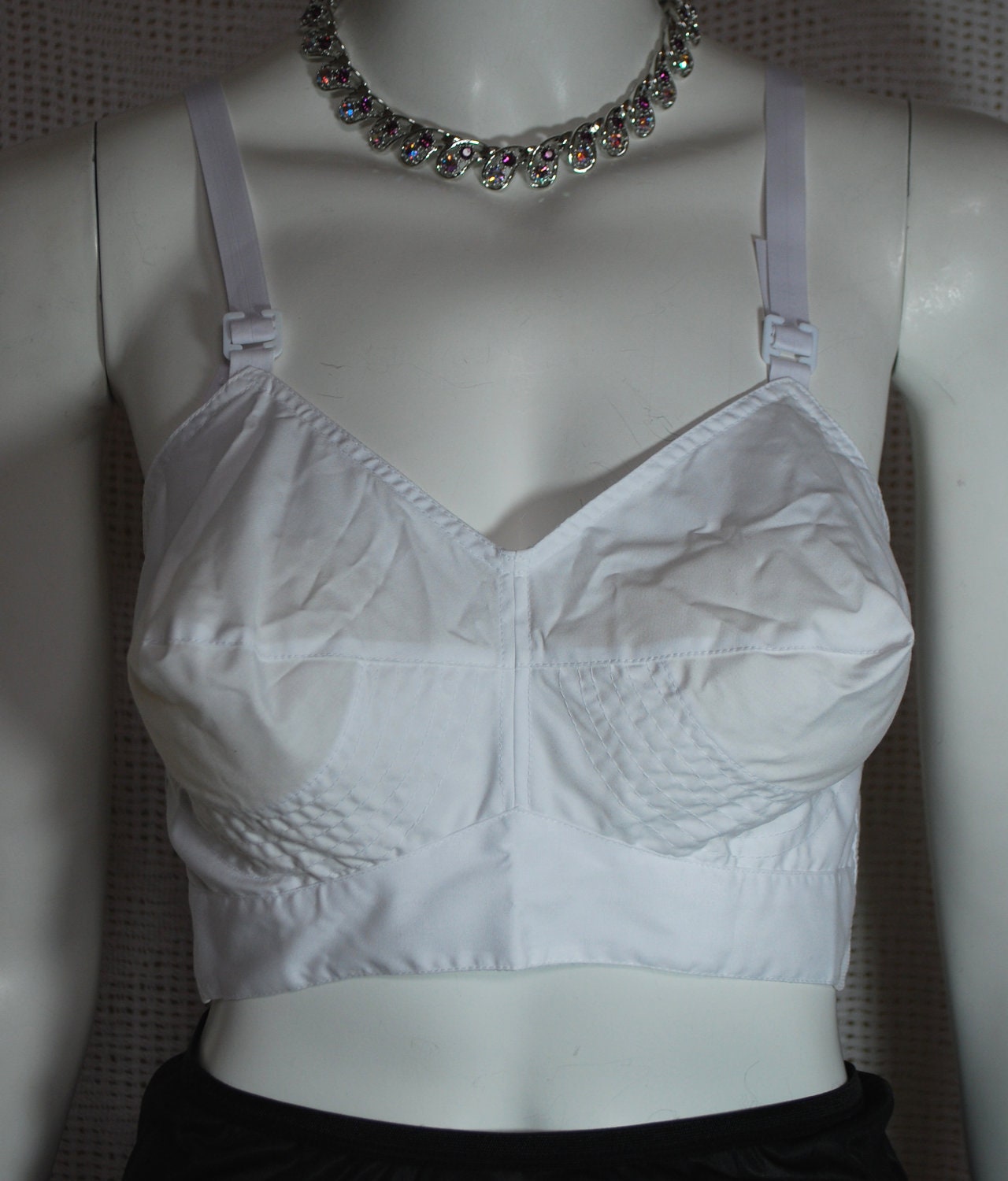 Vintage Exquisite Form Bullet Bra White Cotton By Intimateretreat