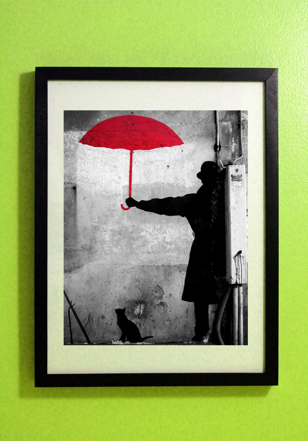The Red Umbrella - Paris, France - 11"x14" Street Art Graffiti Photography Print
