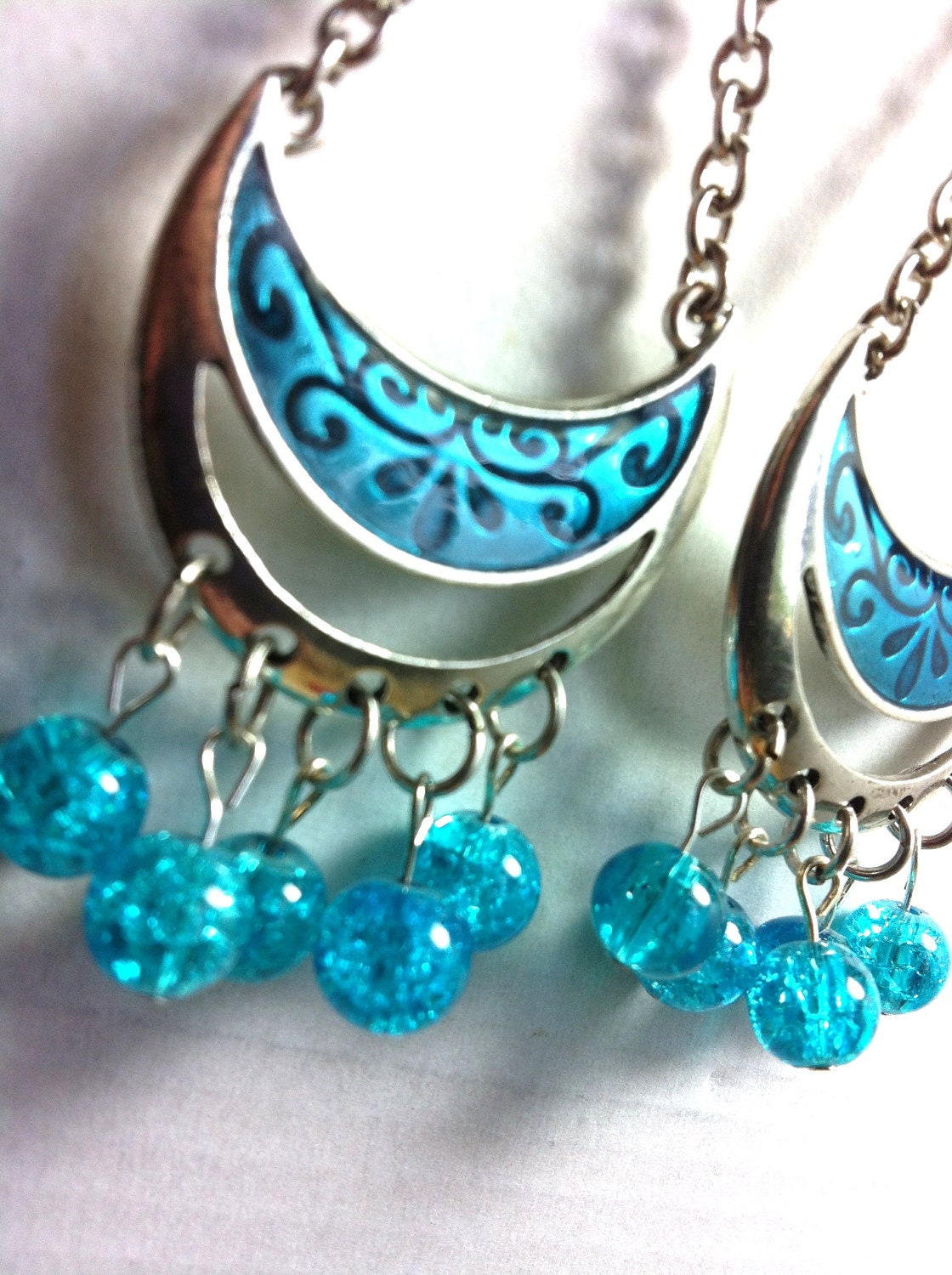 Blue Moon Long Chandelier Earrings