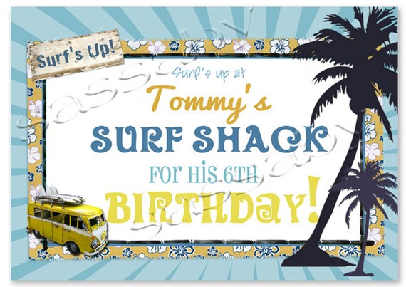 Vintage Surf Party Sign - Boys Birthday Party - DIY PRINTABLE FILE by Sassaby Il_570xn