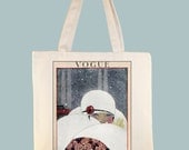 Blue Eyed Winter Woman Vintage 1920s Vogue Illustration on 15x15 Canvas Tote