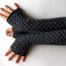 Charcoal Gray Fingerless Gloves Wool Fingerless Mittens Women's Arm Warmers Winter Knit Cable Hand Warmers - KG0037 - Aimarro